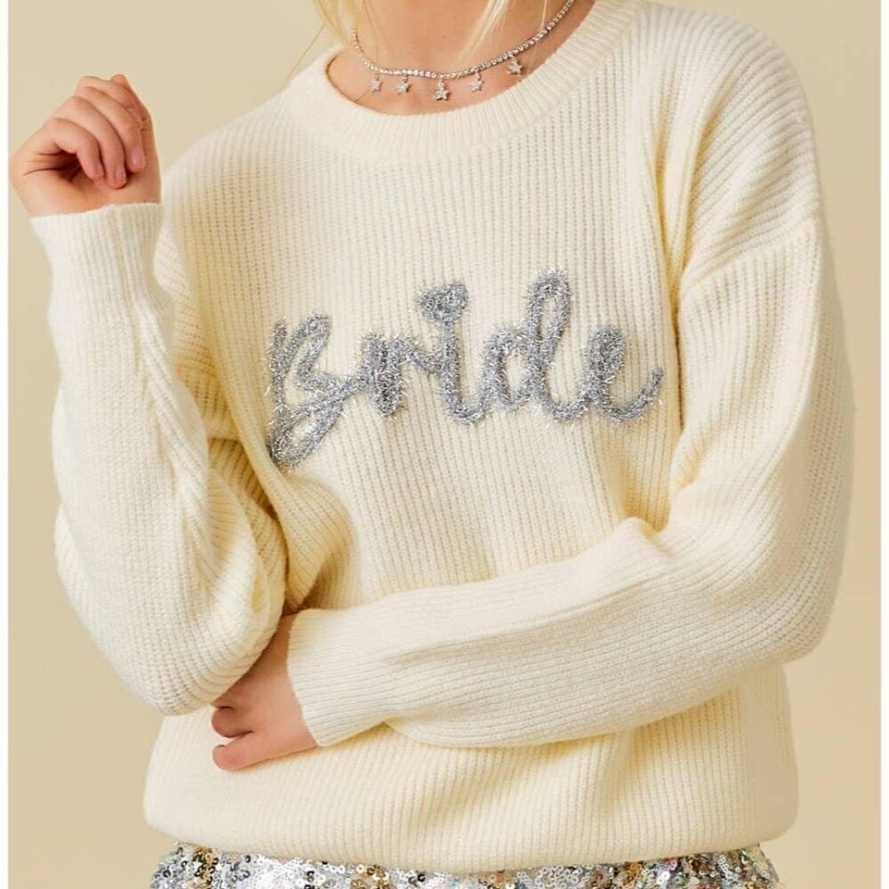Bride glitter Letter Sweater